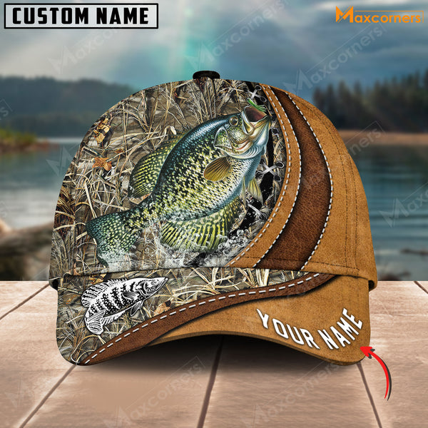 Maxcorners Personalized Cross America Leather Pattern Fishing 3D Cap ( Large Mouth Bass, Walleye, Stripped Bass, Trout Fish, Catfish, Crappie, Salmon, Pike )