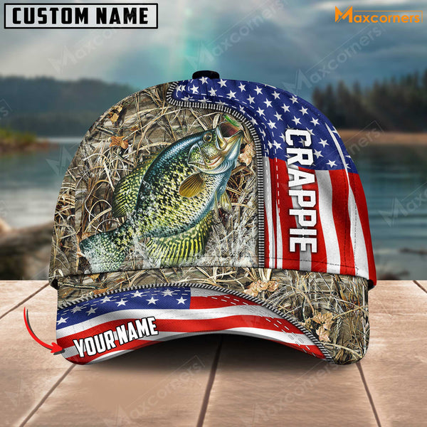 Maxcorners Personalized Premium American Fishing 3D Cap ( Large Mouth Bass, Walleye, Stripped Bass, Trout Fish, Catfish, Crappie, Salmon, Pike )