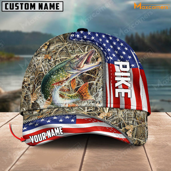 Maxcorners Personalized Premium American Fishing 3D Cap ( Large Mouth Bass, Walleye, Stripped Bass, Trout Fish, Catfish, Crappie, Salmon, Pike )