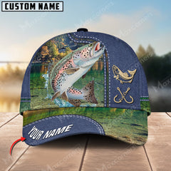 Maxcorners Personalized The Best Fishing Jean Pattern 3D Cap ( Large Mouth Bass, Walleye, Stripped Bass, Trout Fish, Catfish, Crappie, Salmon, Pike )