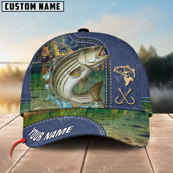 Maxcorners Personalized The Best Fishing Jean Pattern 3D Cap ( Large Mouth Bass, Walleye, Stripped Bass, Trout Fish, Catfish, Crappie, Salmon, Pike )