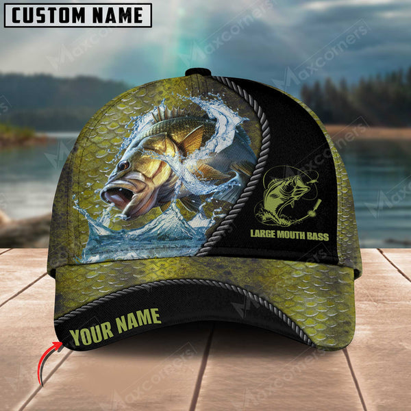 Maxcorners Personalized Camo Fishing 3D Cap ( Large Mouth Bass, Walleye, Stripped Bass, Trout Fish, Catfish, Crappie, Salmon, Pike )