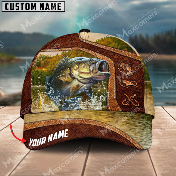 Maxcorners Personalized Fishing Premium Collab Artist Classic 3D Cap ( Large Mouth Bass, Walleye, Stripped Bass, Trout Fish, Catfish, Crappie, Salmon, Pike )