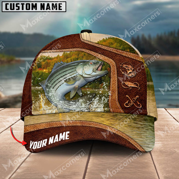 Maxcorners Personalized Fishing Premium Collab Artist Classic 3D Cap ( Large Mouth Bass, Walleye, Stripped Bass, Trout Fish, Catfish, Crappie, Salmon, Pike )