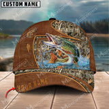 Maxcorners Personalized The Best Leather Pattern Fishing 3D Cap ( Large Mouth Bass, Walleye, Stripped Bass, Trout Fish, Catfish, Crappie, Salmon, Pike )