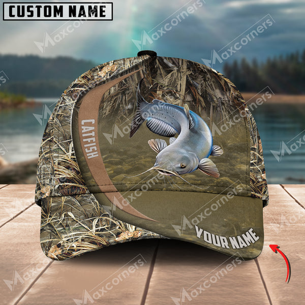 Maxcorners Personalized Grass Nature Fishing 3D Cap ( Large Mouth Bass, Walleye, Stripped Bass, Trout Fish, Catfish, Crappie, Salmon, Pike )