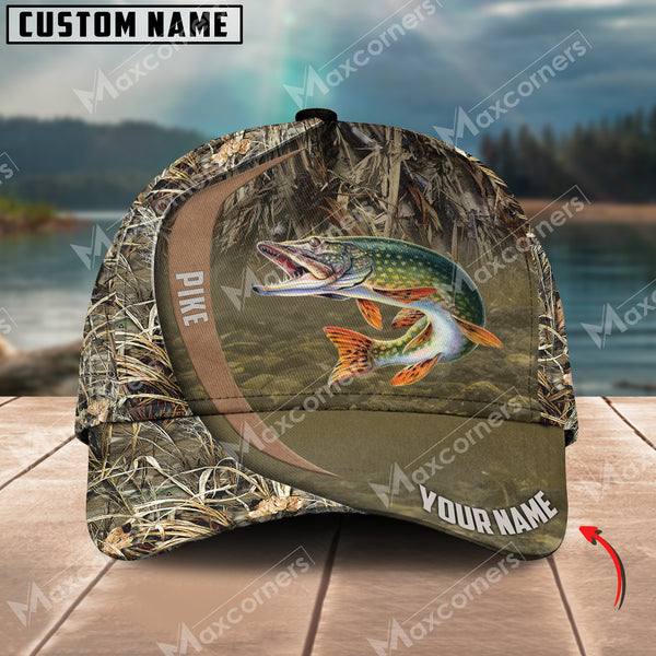 Maxcorners Personalized Grass Nature Fishing 3D Cap ( Large Mouth Bass, Walleye, Stripped Bass, Trout Fish, Catfish, Crappie, Salmon, Pike )