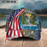 Maxcorners Personalized US Flag Fishing Aholic 3D Cap ( Large Mouth Bass, Walleye, Stripped Bass, Trout Fish, Catfish, Crappie, Salmon, Pike )