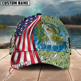 Maxcorners Personalized US Flag Fishing Aholic 3D Cap ( Large Mouth Bass, Walleye, Stripped Bass, Trout Fish, Catfish, Crappie, Salmon, Pike )