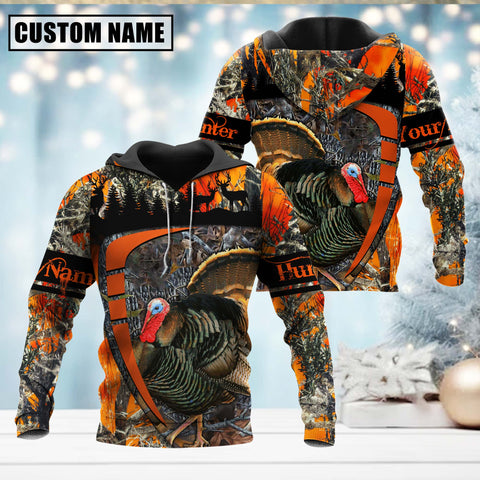 Maxcorners Turkey Hunting Season Pattern Personalized Name 3D Shirt