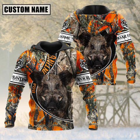Maxcorners The Premium Boar Hunting Camo Personalized Name 3D Shirt