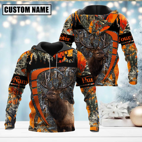 Maxcorners Elk Hunting Season Pattern Personalized Name 3D Shirt
