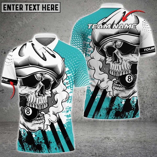 Maxcorners Billiards Skull Holding 8 Ball Personalized Name, Team Name Unisex Shirt ( 6 Colors )