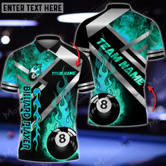 Maxcorners Billiards Ball 8 Metal And Fire Personalized Name, Team Name Unisex Shirt ( 5 Colors )