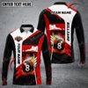 Maxcorners Billiards 8 Ball Fire Multicolor Option Customized Name Long Sleeve Polo Shirt