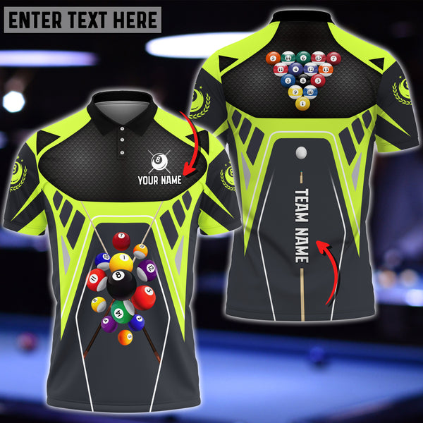 Maxcorners Billiards Strategy Masters Yellow Green Personalized Name 3D Shirt