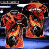Maxcorners Billiards Fire Phoenix Multicolor Options Personalized Name 3D Shirt (6 Colors)