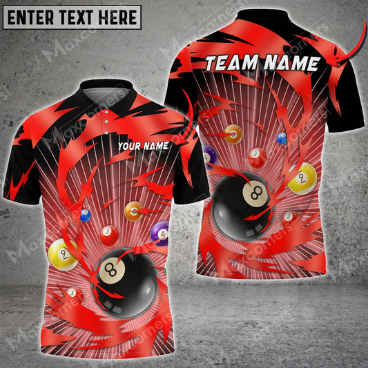 Maxcorners Billiards Tornado Throw Multicolor Options Personalized Name 3D Shirt (6 Colors)