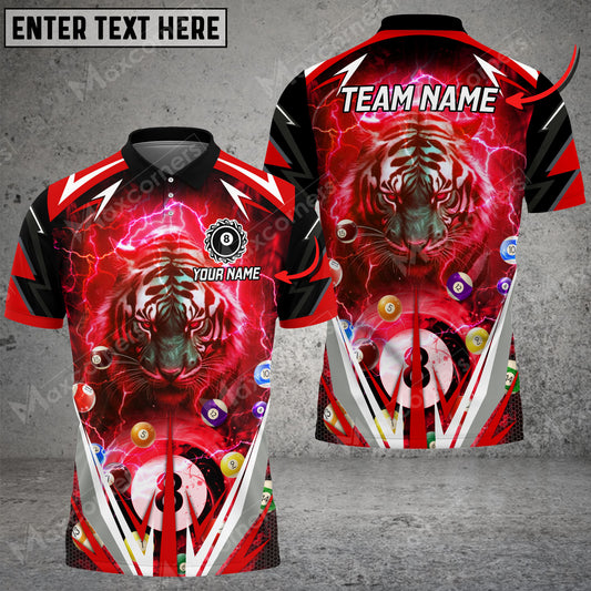 Maxcorners Billiards Thunder Tiger Multicolor Options Personalized Name 3D Shirt (6 Colors)