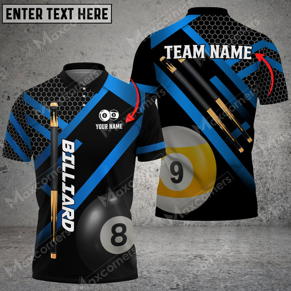Maxcorners Billiards Metalic Style Personalized Name, Team Name Unisex Shirt ( 6 Colors )