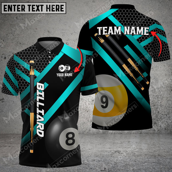 Maxcorners Billiards Metalic Style Personalized Name, Team Name Unisex Shirt ( 6 Colors )