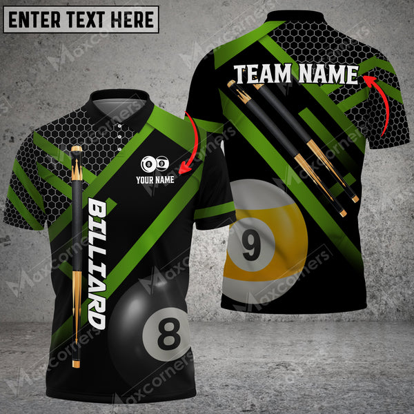 Maxcorners Billiards Metalic Style Personalized Name, Team Name Unisex Shirt ( 6 Colors )