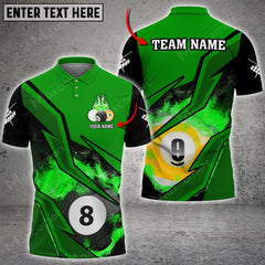 Maxcorners Billiards 8 Ball & 9 Ball Fire Personalized Name, Team Name Unisex Shirt ( 6 Colors )