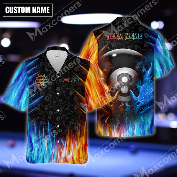 Maxcorners Billiards Dragon Water And Fire Personalized Name Hawaiian Shirt