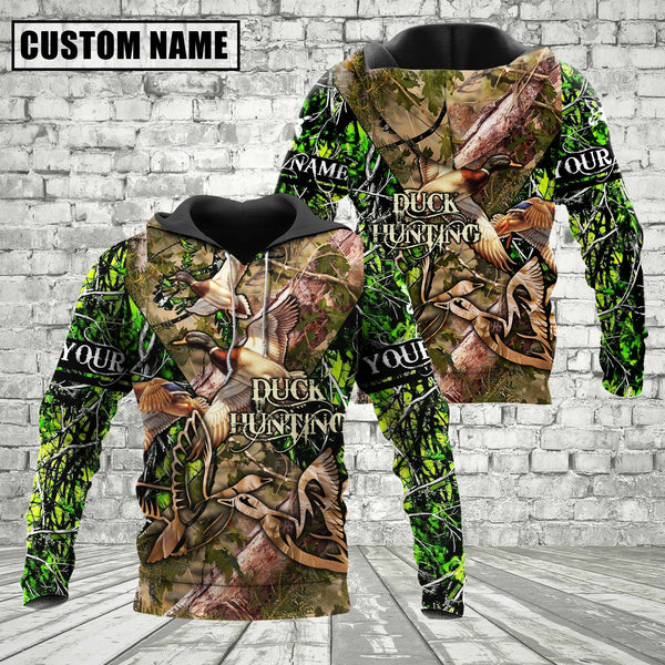 Maxcorners Custom Name Duck Hunting Camo Style Shirt 3D All Over Printed Clothes