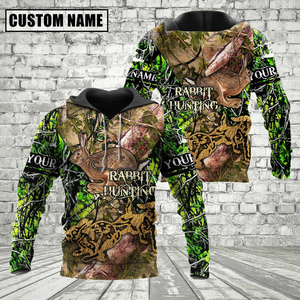 Maxcorners Custom Name Rabbit Hunting Camo Style Shirt 3D All Over Printed Clothes