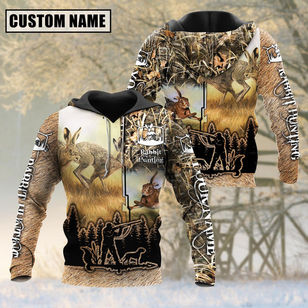 Maxcorners Custom Name Rabbit Hunting Camo Style Shirt 3D All Over Printed Clothes