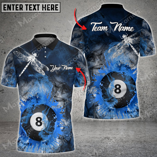 Maxcorners Billiards Dragonfly Smoke Multicolor Options Personalized Name 3D Shirt (4 Colors)