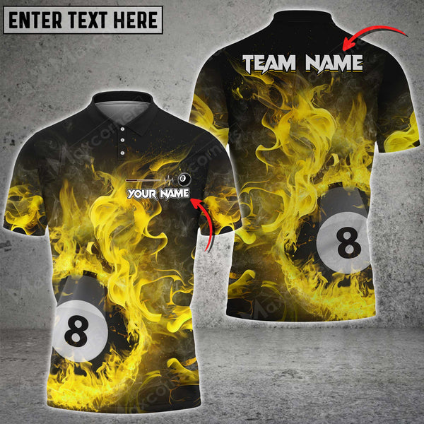 Maxcorners Billiards 8 Ball Fire Art Multicolor Options Personalized Name 3D Shirt (4 Colors)