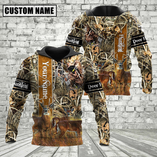 Maxcorners Custom Name Deer Hunter Camo Style Shirt 3D All Over Printed Clothes