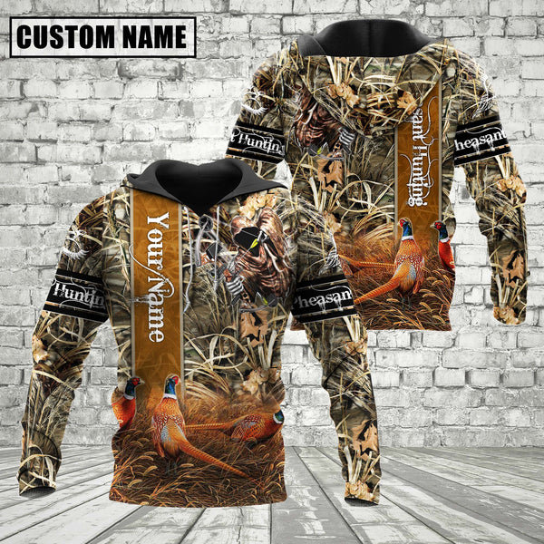 Maxcorners Custom Name Pheasant Hunter Camo Style Shirt 3D All Over Printed Clothes