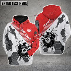 Maxcorners Billiards Players Black Stains Multicolor Option Customized Name 3D Hoodie
