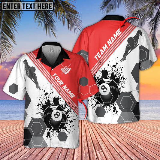 Maxcorners Billiards Players Black Stains Multicolor Options Personalized Name Hawaiian Shirt ( 4 Colors )