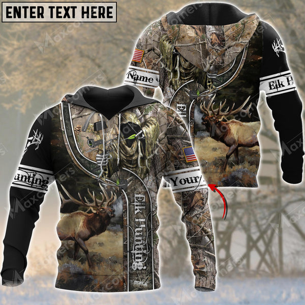 Maxcorners Personalized Name Elk Hunting 3D All Over Printed Clothes