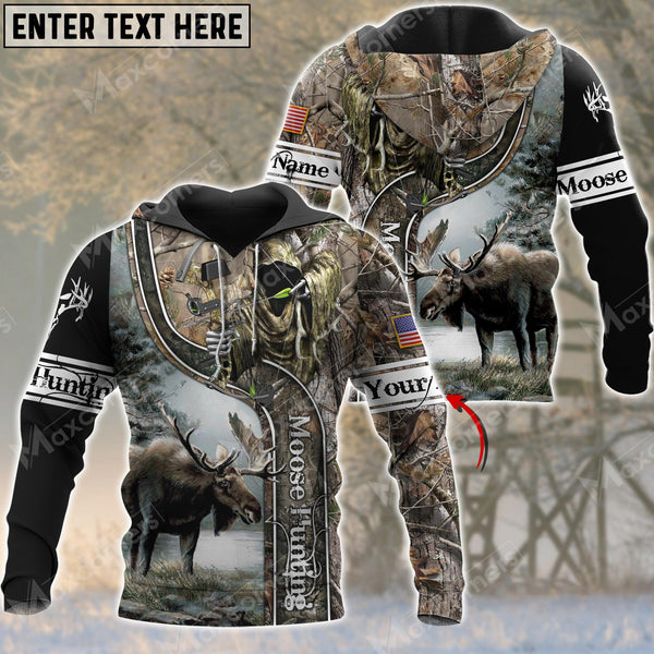 Maxcorners Personalized Name Moose Hunting 3D All Over Printed Clothes