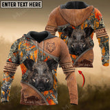 Maxcorners Personalized Name Boar Hunting Zipper Leather Pattern 3D All Over Printed Clothes