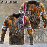 Maxcorners Custom Name Premium Hunting Rabbit Camo US Flag 3D All Over Printed Clothes