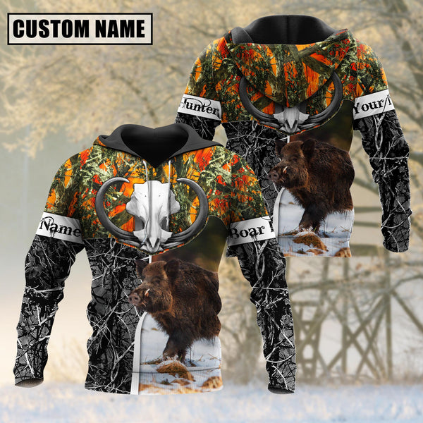 Maxcorners Beautiful Boar Hunting Camo Personalized 3D Hoodie For Hunting Lover