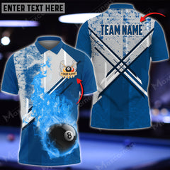Maxcorners Billiards 8 Ball Point Fire Personalized Name 3D Shirt (Multi Color Options)