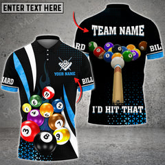 Maxcorners Billiards I'd Hit That Multi Color Options Customized Name 3D Shirt