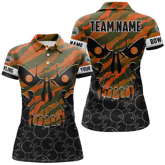 Maxcorners Bowling And Pins Multicolor Option Customized Name 3D Shirt For Women