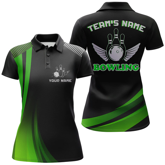 Maxcorners Bowling And Pins Multicolor Option Customized Name 3D Shirt For Women