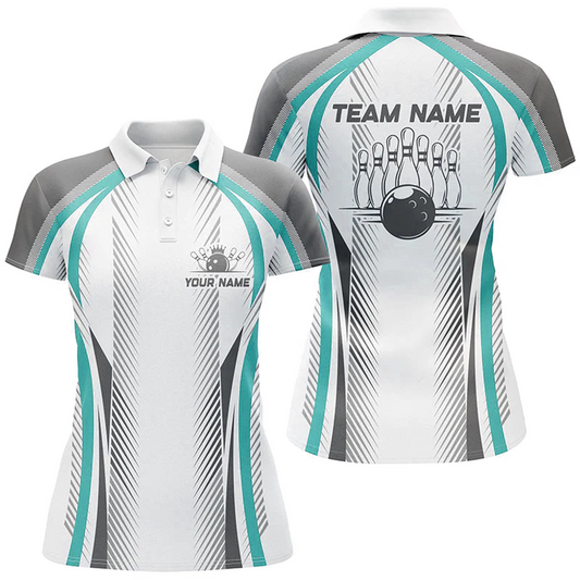 Maxcorners Bowling And Pins Multicolor Option Customized Name 3D Shirt For Women