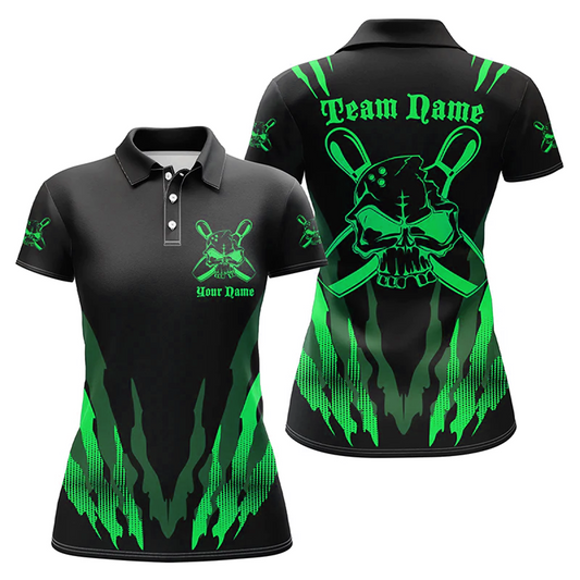 Maxcorners Bowling And Pins Multicolor Option Customized Name 3D Shirt For Women