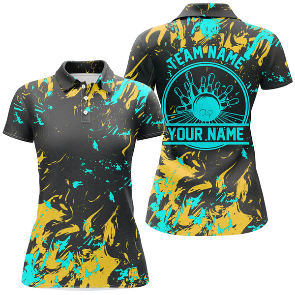Maxcorners Bowling And Pins Multicolor Option Customized Name 3D Shirt For Women