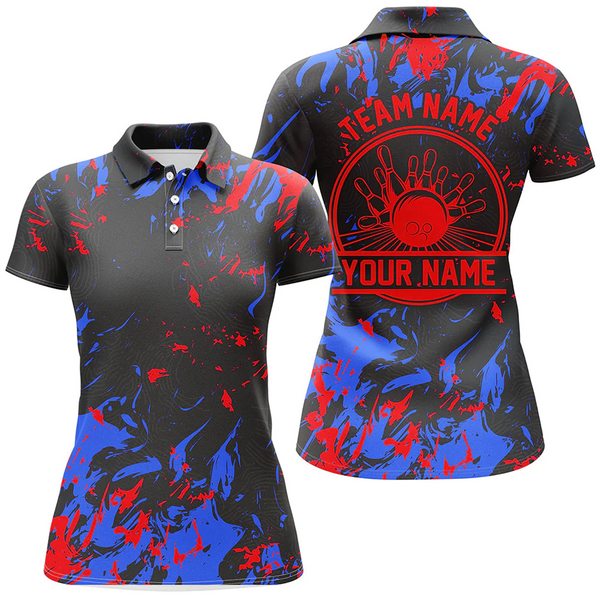 Maxcorners Bowling And Pins Multicolor Option Customized Name 3D Shirt For Women